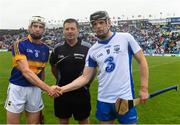 10 July 2016; Brendan Maher of Tipperary and Kevin Moran of Waterford with referee Brian Gavin before the Munster GAA Hurling Senior Championship Final match between Tipperary and Waterford at the Gaelic Grounds in Limerick. Photo by Eóin Noonan/Sportsfile