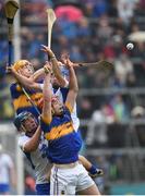 10 July 2016; Players from both sides challenge for a high ball during the Munster GAA Hurling Senior Championship Final match between Tipperary and Waterford at the Gaelic Grounds in Limerick. Photo by Eóin Noonan/Sportsfile