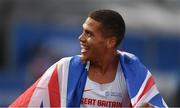10 July 2016; Elliot Giles celebrates winning a bronze medal in the Men's 800m Final on day five of the 23rd European Athletics Championships at the Olympic Stadium in Amsterdam, Netherlands. Photo by Brendan Moran/Sportsfile