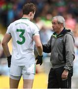 9 July 2016; Fermanagh manager Pete McGrath in conversation with Che Cullen ahead of the GAA Football All-Ireland Senior Championship Round 2A match between Mayo and Fermanagh at Elvery's MacHale Park in Castlebar, Co. Mayo. Photo by Ramsey Cardy/Sportsfile