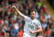 9 July 2016; Seán Quigley of Fermanagh celebrates after scoring his side's first goal of the game during the GAA Football All-Ireland Senior Championship Round 2A match between Mayo and Fermanagh at Elvery's MacHale Park in Castlebar, Co. Mayo. Photo by Ramsey Cardy/Sportsfile
