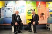 26 August 2010; Cork Gaelic Football legend Billy Morgan, right, in conversation with previous inductee Paddy Doherty of Down, on his own inducted into the MBNA Kick Fada Hall of Fame at a presentation ceremony in the GAA Museum. Croke Park, Dublin. Picture credit: Brendan Moran / SPORTSFILE