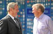 26 August 2010; Former Tyrone footballer Frank McGuigan, left, in conversation with former Kerry footballer Donie O'Sullivan. Croke Park, Dublin. Picture credit: Brendan Moran / SPORTSFILE