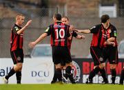 27 August 2010; Paddy Madden, Bohemians, left, celebrates with team-mates after scoring his side's first goal. FAI Ford Cup Fourth Round, Bohemians v Shelbourne, Dalymount Park, Dublin. Picture credit: Stephen McCarthy / SPORTSFILE