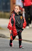 29 August 2010; Down supporter Emma McLoughlin, age 7, from Burren, Co. Down, makes her way to the GAA Football All-Ireland Senior Championship Semi-Final. Kildare v Down, Croke Park, Dublin. Picture credit: Stephen McCarthy / SPORTSFILE