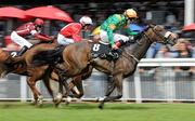 29 August 2010; Anam Allta, with Pat Smullen up, on their way to winning the Mad About You European Breeders Fund Maiden from eventual second place Independent Girl, with Rory Cleart up, and eventual third place Expire with, Kieran Fallon up. Horse Racing, Curragh Racecourse, Co. Kildare. Picture credit: Matt Browne / SPORTSFILE