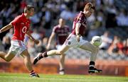 29 August 2010; Conor Rabbitte, Galway, shoots to score his side's fourth goal. ESB GAA Football All-Ireland Minor Championship Semi-Final, Galway v Cork, Croke Park, Dublin. Picture credit: David Maher / SPORTSFILE