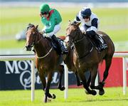 29 August 2010; Obama Rule, right, with Declan McDonogh up, on their way to winning the Dance Design Stakes from eventual second place Shareen, with Niall McCullagh up. Horse Racing, Curragh Racecourse, Co. Kildare. Picture credit: Matt Browne / SPORTSFILE
