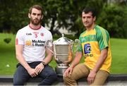 11 July 2016; Ronan McNamee, left, of Tyrone, and Frank McGlynn of Donegal during a media event ahead of the Ulster football final at The Fir Trees Hotel in Strabane, Co Tyrone. Photo by Oliver McVeigh/Sportsfile