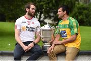 11 July 2016; Ronan McNamee, left, of Tyrone, and Frank McGlynn of Donegal during a media event ahead of the Ulster football final at The Fir Trees Hotel in Strabane, Co Tyrone. Photo by Oliver McVeigh/Sportsfile