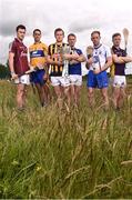 12 July 2016; Players from left, David Burke of Galway, Brendan Bugler of Clare, Padraig Walsh of Kilkenny, Noel McGrath of Tipperary, Kevin Moran of Waterford and Matthew O'Hanlon of Wexford during the GAA Hurling All-Ireland Series Launch at the GAA National Training Centre, Abbottstown, Co. Dublin. Photo by David Maher/Sportsfile