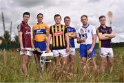 12 July 2016; Players from left, David Burke of Galway, Brendan Bugler of Clare, Padraig Walsh of Kilkenny, Noel McGrath of Tipperary, Kevin Moran of Waterford and Matthew O'Hanlon of Wexford during the GAA Hurling All-Ireland Series Launch at the GAA National Training Centre, Abbottstown, Co. Dublin. Photo by David Maher/Sportsfile
