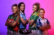 13 July 2016; Ladies Gaelic Football are set to Change the Record. Minister of State for Tourism and Sport, Patrick O’Donovan, T.D. launched the 2016 TG4 All Ireland Championships at Croke Park as the LGFA President, Marie Hickey announced that TG4 and the LGFA were joining forces to attempt to set a new attendance record for the TG4 All Ireland Championships. The previous record of 33,000 was set in 2001 when Laois played Mayo. The LGFA President also urged supporters of the game to start looking inwards to support the game rather than criticising a lack of media coverage. Pictured at the launch are, from left, Sarah Rowe, Mayo, Niamh McEvoy, Dublin, Ciara Murphy, Kerry and Ciara McAnespie, Monaghan. Photo by Brendan Moran/Sportsfile