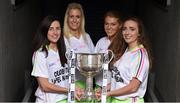 13 July 2016; Ladies Gaelic Football are set to Change the Record. Minister of State for Tourism and Sport, Patrick O’Donovan, T.D. launched the 2016 TG4 All Ireland Championships at Croke Park as the LGFA President, Marie Hickey announced that TG4 and the LGFA were joining forces to attempt to set a new attendance record for the TG4 All Ireland Championships. The previous record of 33,000 was set in 2001 when Laois played Mayo. The LGFA President also urged supporters of the game to start looking inwards to support the game rather than criticising a lack of media coverage. Pictured at the launch are, from left, Lyndsey Davey, Dublin, Brid Stack, Cork, Sarah Rowe, Mayo and Laura McEnaney, Monaghan. Photo by Brendan Moran/Sportsfile