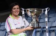 13 July 2016; Ladies Gaelic Football are set to Change the Record. Minister of State for Tourism and Sport, Patrick O’Donovan, T.D. launched the 2016 TG4 All Ireland Championships at Croke Park as the LGFA President, Marie Hickey announced that TG4 and the LGFA were joining forces to attempt to set a new attendance record for the TG4 All Ireland Championships. The previous record of 33,000 was set in 2001 when Laois played Mayo. The LGFA President also urged supporters of the game to start looking inwards to support the game rather than criticising a lack of media coverage. Pictured at the launch is Laurie Ryan of Clare. Photo by Brendan Moran/Sportsfile