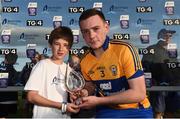 13 July 2016; Stephen Bennett of Waterford is presented with the Bord Gáis Energy Man of the Match award by Luke O'Farrell, from Waterford City, who won the honour to present the award through the Bord Gáis Energy Rewards club, following the Bord Gáis Energy Munster U21 Hurling Championship Semi-Final match between Waterford and Clare at Walsh Park in Waterford. Photo by Stephen McCarthy/Sportsfile