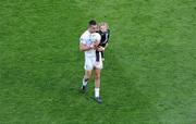 29 August 2010; Kildare's Aindriú Mac Lochlainn leaves the pitch after the game with his daughter Ella May after the game. GAA Football All-Ireland Senior Championship Semi-Final, Kildare v Down, Croke Park, Dublin. Picture credit: Brendan Moran / SPORTSFILE