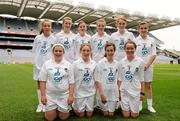 11 July 2010; Kildare Girl's team during the Half-time Go Games at the Leinster GAA Football Championship Finals. Pictured are back row, from left, Aisling Greene, Hannah Hyland, Shiva Brennan, Stephanie Dunne, Claire Kavanagh and Emma Kirwan. Front row, from left, Becky Collins, Aoife Wade, Aoibheann McNamara and Ciara O'Connor. Croke Park, Dublin. Photo by Sportsfile