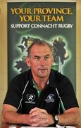 30 August 2010; Connacht coach Eric Elwood speaking during a press conference ahead of their Celtic League match against Dragons on Saturday. Sportsground, Galway. Picture credit: Barry Cregg / SPORTSFILE