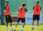 30 August 2010; Republic of Ireland players left to right, John O'Shea, Robbie Keane and Kevin Kilbane, during squad training ahead of their EURO 2012 Championship Group B Qualifier against Armenia on Friday. Republic of Ireland squad training, Gannon Park, Malahide, Dublin. Picture credit: David Maher / SPORTSFILE