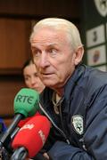 30 August 2010; Giovanni Trapattoni, Republic of Ireland manager, speaking during a press conference ahead of their EURO 2012 Championship Group B Qualifier against Armenia on Friday. Republic of Ireland press conference, Gannon Park, Malahide, Co. Dublin. Picture credit: David Maher / SPORTSFILE