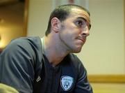 30 August 2010; John O'Shea, Republic of Ireland, speaking during a mixed zone ahead of their EURO 2012 Championship Group B Qualifier against Armenia on Friday. Republic of Ireland press conference, Grand Hotel, Malahide, Co. Dublin. Picture credit: David Maher / SPORTSFILE