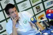 30 August 2010; Sean St. Ledger, Republic of Ireland, speaking during a mixed zone ahead of their EURO 2012 Championship Group B Qualifier against Armenia on Friday. Republic of Ireland press conference, Grand Hotel, Malahide, Co. Dublin. Picture credit: David Maher / SPORTSFILE