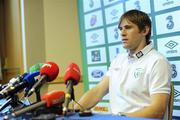 30 August 2010; Kevin Kilbane, Republic of Ireland, speaking during a mixed zone ahead of their EURO 2012 Championship Group B Qualifier against Armenia on Friday. Republic of Ireland press conference, Grand Hotel, Malahide, Co. Dublin. Picture credit: David Maher / SPORTSFILE