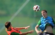 31 August 2010; Darron Gibson, left, Republic of Ireland, in action against his team-mate Kevin Foley during squad training ahead of their EURO 2012 Championship Group B Qualifier against Armenia on Friday. Republic of Ireland squad training, Gannon Park, Malahide, Dublin. Picture credit: David Maher / SPORTSFILE