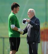 31 August 2010; Republic of Ireland manager Giovanni Trapattoni with Keiren Westwood during squad training ahead of their EURO 2012 Championship Group B Qualifier against Armenia on Friday. Republic of Ireland squad training, Gannon Park, Malahide, Dublin. Picture credit: David Maher / SPORTSFILE