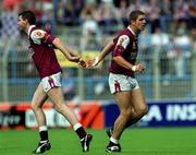 22 July 2001; Kevin Walsh of Galway leaves the field with a blood injury and is replaced by Sean O'Domhnaill during the Bank of Ireland All-Ireland Senior Football Championship Qualifier, round 4, match between Galway and Cork at Croke Park in Dublin. Photo by Brendan Moran/Sportsfile