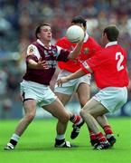 22 July 2001; Tommy Joyce of Galway in action against Michael O'Donovan of Cork during the Bank of Ireland All-Ireland Senior Football Championship Qualifier, round 4, match between Galway and Cork at Croke Park in Dublin. Photo by Ray McManus/Sportsfile