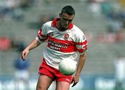 22 July 2001; Patrick Bradley of Derry during the Bank of Ireland All-Ireland Senior Football Championship Qualifier, round 4, match between Derry and Cavan at St. Tiernach's Park in Clones, Monaghan. Photo by Damien Eagers/Sportsfile