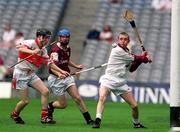 29 July 2001; Derry goalkeeper Paul Dullaghan clears the ball during the All-Ireland Minor Hurling Championship Quarter Final match between Galway and Derry at Croke Park in Dublin. Photo by Brian Lawless/Sportsfile