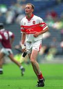 29 July 2001; Oliver Collins of Derry during the Guinness All-Ireland Senior hurling Championship Quarter-Final match between Galway and Derry at Croke Park in Dublin. Photo by Damien Eagers/Sportsfile