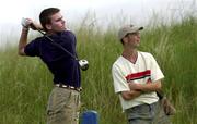 31 July 2001; Justin Kehoe of UCD / Birr GC watches his tee shot to the 14th green during the South of Ireland Golf Championship at Lahinch Golf Club in Clare. Photo by Pat Murphy/Sportsfile