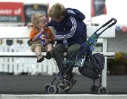 30 July 2001; Tomas Fitzmaurice with his younger brother Conor, from Athlone, Westmeath during day 1 of the Galway Summer Racing Festival at Ballybrit Racecourse in Galway. Photo by Damien Eagers/Sportsfile