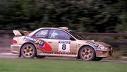 28 July 2001; James Cullen in his Subaru Impreza during the World Rally Masters Championships 2001 at Punchestown in Kildare. Photo by Damien Eagers/Sportsfile