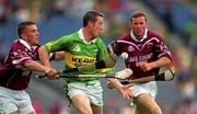 5 August 2001; Richard Gentleman of Kerry is tackled by Alan Mangan, left, and Brendan Williams of Westmeath during the Allianz National Hurling League Division 2 Final match between Kerry v Westmeath at Croke Park in Dublin. Photo by Ray McManus/Sportsfile