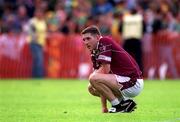 5 August 2001; David O'Shaughnessy of Westmeath sits dejected following the Bank of Ireland All-Ireland Senior Football Championship Quarter-Final match between Meath and Westmeath at Croke Park in Dublin. Photo by Aoife Rice/Sportsfile