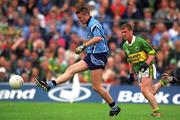 4 August 2001; Darren Homan of Dublin in action against Dara O'Cinneide of Kerry during the Bank of Ireland All-Ireland football Championship Quarter Final match between Dublin and Kerry at Semple Stadium in Thurles, Tipperary. Photo by Damien Eagers/Sportsfile