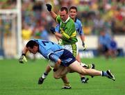 4 August 2001; Paddy Christie of Dublin in action against Seamus Moynihan of Kerry during the Bank of Ireland All-Ireland football Championship Quarter Final match between Dublin and Kerry at Semple Stadium in Thurles, Tipperary. Photo by Damien Eagers/Sportsfile
