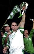 2 August 2001; Limerick captain Timmy Houlihan lifting the cup following the Munster GAA U21 Hurling Championship Final match between Limerick and Tipperary at the Gaelic Grounds in Limerick. Photo by Matt Browne/Sportsfile