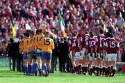 4 August 2001; Galway and Roscommon teams in the pre-match parade prior to the Bank of Ireland All-Ireland Senior Football Championship Quarter Final match between Galway and Roscommon at Castlebar in Mayo. Photo by Matt Browne/Sportsfile