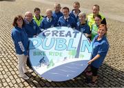 14 July 2016; Minister of State for Tourism and Sport, Patrick O’Donovan, TD today (Thursday) announced the Great Dublin Bike Ride will return, bigger and better than before. On Sunday 11th September 2016, up to 5,000 riders will set out from Smithfield in Dublin to take part in the second Great Dublin Bike Ride. The event is an initiative from Sport Ireland who work in conjunction with Dublin City Council, Healthy Ireland, Fingal County Council, Cycling Ireland and Meath County Council to create the only cycling event of its kind to happen in Dublin. This year's event, part of the Community Participation strand of Ireland 2016, is an opportunity for people of all ability, young and old, to take to their bicycles and join in this celebration of our centenary year. For details on how to register check out www.greatdublinbikeride.com. Pictured at the launch are, from left, Dr Una May, Director of Participation & Ethics, Sport Ireland, Brendan Kenny, CEO, Dublin City Council, Garda Ruth Molloy, John Treacy, CEO, Sport Ireland, Ronan Twomey, Healthy Ireland, Minister of State for Tourism and Sport, Patrick O’Donovan, TD, Ciaran McKenna, President, Cycling Ireland, Cllr Andrew Montague, Sgt Jim Clabin, cyclist Caroline Ryan and Noeleen Lynan, Great Dublin Bike Ride ambassador. Photo by Brendan Moran/Sportsfile