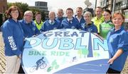14 July 2016; Minister of State for Tourism and Sport, Patrick O’Donovan, TD today (Thursday) announced the Great Dublin Bike Ride will return, bigger and better than before. On Sunday 11th September 2016, up to 5,000 riders will set out from Smithfield in Dublin to take part in the second Great Dublin Bike Ride. The event is an initiative from Sport Ireland who work in conjunction with Dublin City Council, Healthy Ireland, Fingal County Council, Cycling Ireland and Meath County Council to create the only cycling event of its kind to happen in Dublin. This year's event, part of the Community Participation strand of Ireland 2016, is an opportunity for people of all ability, young and old, to take to their bicycles and join in this celebration of our centenary year. For details on how to register check out www.greatdublinbikeride.com. Pictured at the launch are, from left, Dr Una May, Director of Participation & Ethics, Sport Ireland, Brendan Kenny, CEO, Dublin City Council, Garda Ruth Molloy, John Treacy, CEO, Sport Ireland, Ronan Twomey, Healthy Ireland, Minister of State for Tourism and Sport, Patrick O’Donovan, TD, Ciaran McKenna, President, Cycling Ireland, Cllr Andrew Montague, Sgt Jim Clabin, cyclist Caroline Ryan and Noeleen Lynan, Great Dublin Bike Ride ambassador. Photo by Brendan Moran/Sportsfile