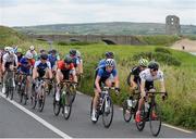 14 July 2016; Benjamin Harwick of Swinnerton Cycles leads the breakaway as the race passes through Lahinch during Stage 3 of the 2016 Scott Bicycles Junior Tour of Ireland, Ennis, Co. Clare. Picture credit: Stephen McMahon/SPORTSFILE
