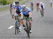 14 July 2016; Jake Gray of Ireland National Team approaches the finish line during Stage 3 of the 2016 Scott Bicycles Junior Tour of Ireland, Ennis, Co. Clare. Picture credit: Stephen McMahon/SPORTSFILE