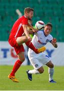 14 July 2016; Ger O'Brien of St Patrick's Athletic in action against Vladimir Korytko of Dinamo Minsk during the UEFA Champions League Second Qualifying Round 1st Leg match between Dinamo Minsk and St Patrick's Athletic at Traktor Stadium in Minsk, Belarus. Photo by Sportsfile