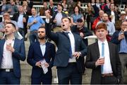 14 July 2016; Punters cheer on their horses in the Irish Stallion Farms European Breeders Fund Median Auction Maiden during the Bulmers Evening Meeting at Leopardstown in Dublin. Photo by Cody Glenn/Sportsfile